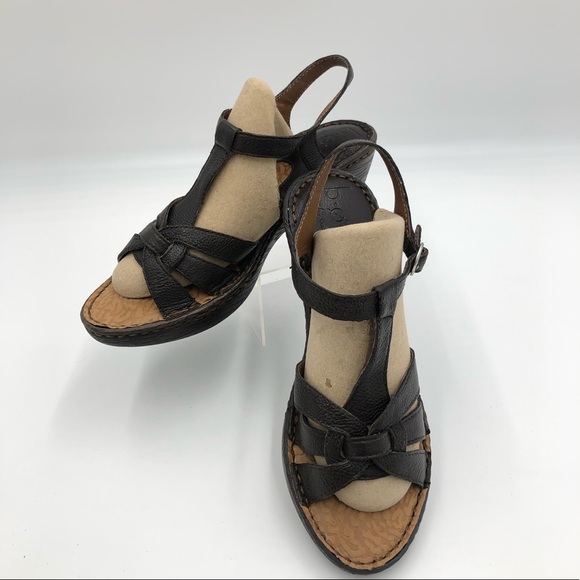 b o c Leather Sandals Wedge T strap Size 8 - Picture 1 of 6